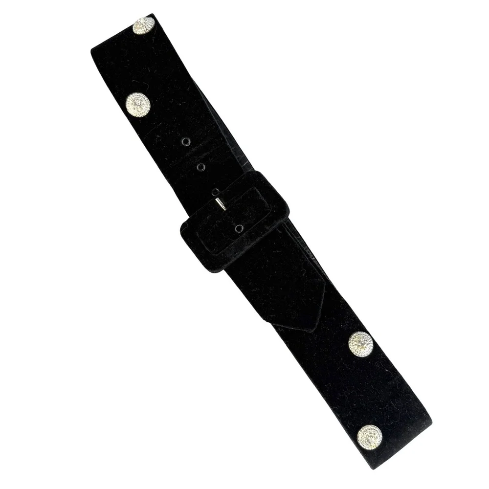 Vintage The Limited Rhinestone‎ Belt Velvet Womens Size Large Hollywood Glam